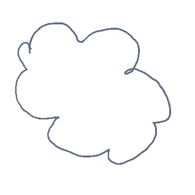 A hand-drawn cloud with a boiling outline, looping in Doodraw