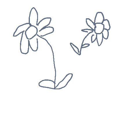 Hand-drawn flowers wiggling in a boiling line loop made with Doodraw