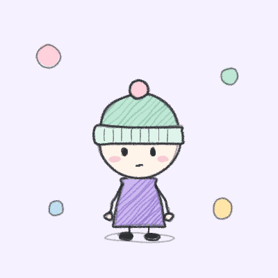 Original sketchy kid in a mint beanie and lavender shirt with pencil hatching, lines gently boiling on a soft lilac background, made in an OMORI inspired style